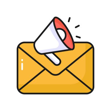 E- posta pazarlama konsepti vektörünü gösteren megafonla zarf