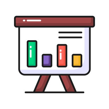İş grafiksel sunumunun bir simgesi, istatistiksel sunum vektörü