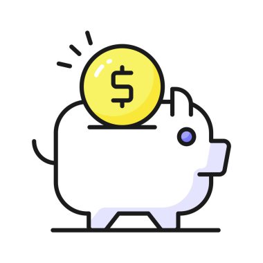 Dolar parası olan domuz kumbarası, para tasarruflarının son model düz vektör tasarımı