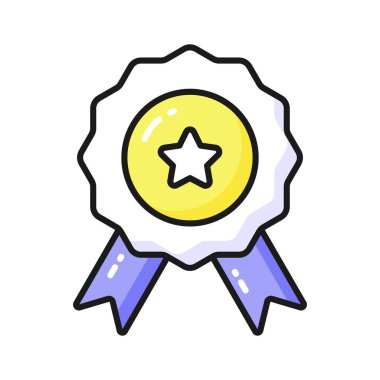 Yıldız rozetinin düz vektörü, düzenlenebilir tarzda modern kalite rozet simgesi