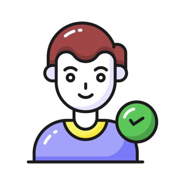 İnsan avatarını işaretle, iyi tasarlanmış yetkili kullanıcı simgesi, seçili aday, doğrulanmış kullanıcı simgesi