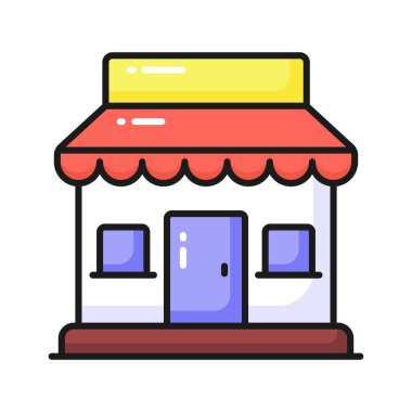 Güzel tasarlanmış vektör dükkânı binası, ticari bina, pazar simgesi