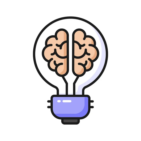 Mozek Uvnitř Žárovky Ukazuje Inovativní Myšlení Moderní Koncept Vektor — Stockový vektor