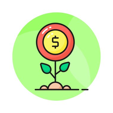 Bu dikkatlice hazırlanmış para bitki vektörünü, iş geliştirme simgesini alın.