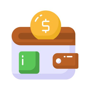 Nakit cüzdanın düz vektörü, düzenlenebilir para birimine sahip cüzdan simgesi