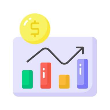 Finansal grafiğin konsept simgesi olan dolar, iş grafiği vektörü