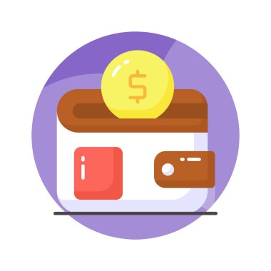 Nakit cüzdanın düz vektörü, düzenlenebilir para birimine sahip cüzdan simgesi