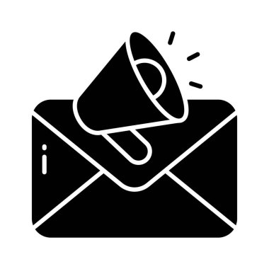 E- posta pazarlama konsepti vektörünü gösteren megafonla zarf