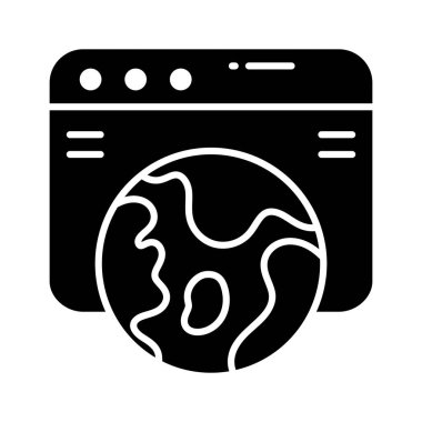 Küresel web sitesi konsept vektörünü gösteren web sayfası