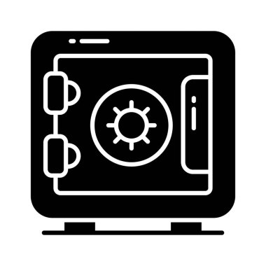 Banka kasası para tasarrufu için, düzenlenebilir bir banka dolabı simgesi, premium vektör