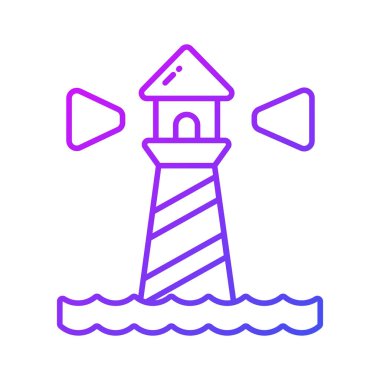 Denizdeki gemileri uyarmak ya da yönlendirmek için fener ışığı içeren bir kule. Deniz fenerinin iyi tasarlanmış simgesi.