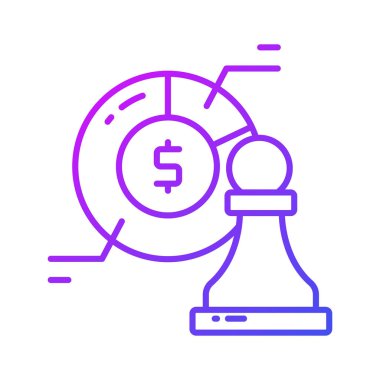 Turta diyagramlı satranç taşı iş stratejisi kavramını simgeliyor modern simge