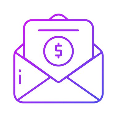 Zarfın içindeki mali posta konsepti simgesini gösteren dolar içeren belge