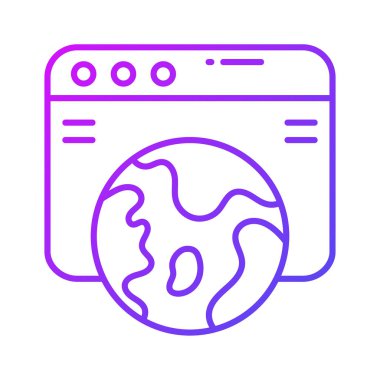 Küresel web sitesi konsept vektörünü gösteren web sayfası