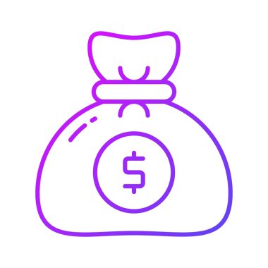 Dolar simgesi, nakit, iş, geri dönüş veya yatırım, ödeme, dolar çuvalı vektörü modayı