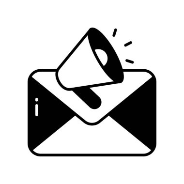 E- posta pazarlama konsepti vektörünü gösteren megafonla zarf