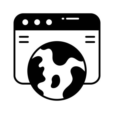 Küresel web sitesi konsept vektörünü gösteren web sayfası