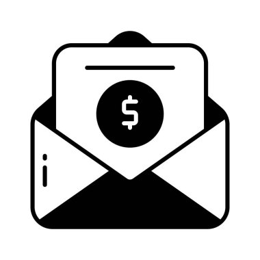 Zarfın içindeki mali posta konsepti simgesini gösteren dolar içeren belge