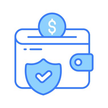 Cüzdan güvenliği, mali güvenlik, ödeme koruma vektörünün bu özenle tasarlanmış simgesini indir