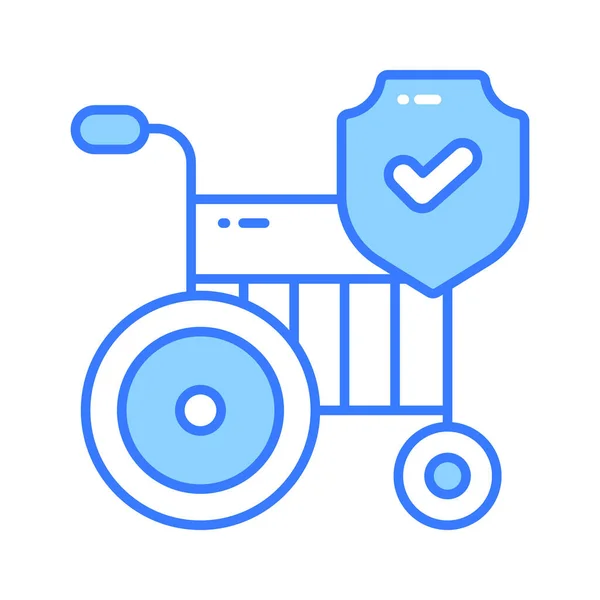 带有安全护盾的轮椅 残疾保险的概念图标 残疾福利金 — 图库矢量图片