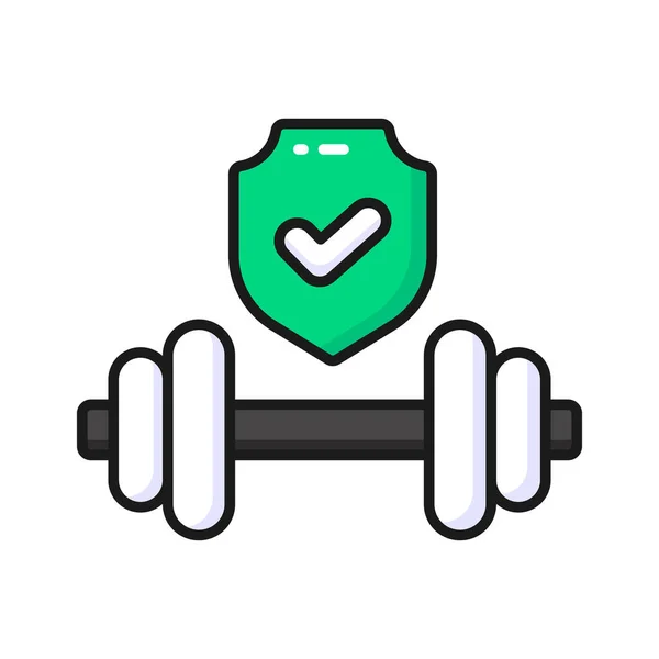 Dumbbell Safety Shield Denoting Concept Icon Health Insurance Healthcare Protection — Stock Vector