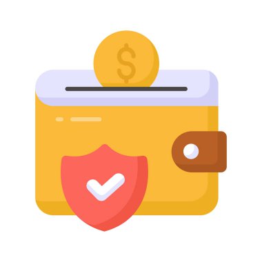 Cüzdan güvenliği, mali güvenlik, ödeme koruma vektörünün bu özenle tasarlanmış simgesini indir