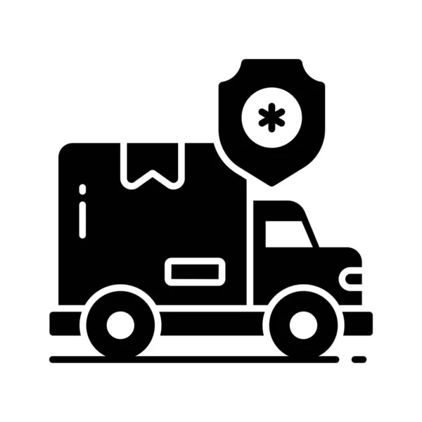Accattivante Icona Assicurazione Auto Furgone Cargo Concetto Assicurazione Vettore — Vettoriale Stock