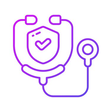 Steteskoplu güvenlik kalkanı, sağlık sigortası konsepti, sağlık sigortası vektörü