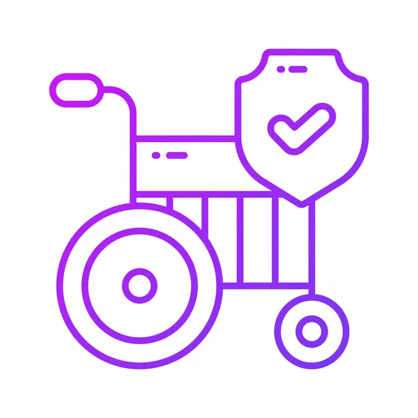 Wózek Inwalidzki Osłoną Zabezpieczającą Ikona Pojęcia Ubezpieczenia Wypadek Inwalidztwa Zasiłek — Wektor stockowy