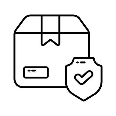 Karton kutu, teslimat paketi, kalkanlı nakliye kutusu, güvenli teslimat, teslimat güvenliği ve sigorta vektör tasarımı.