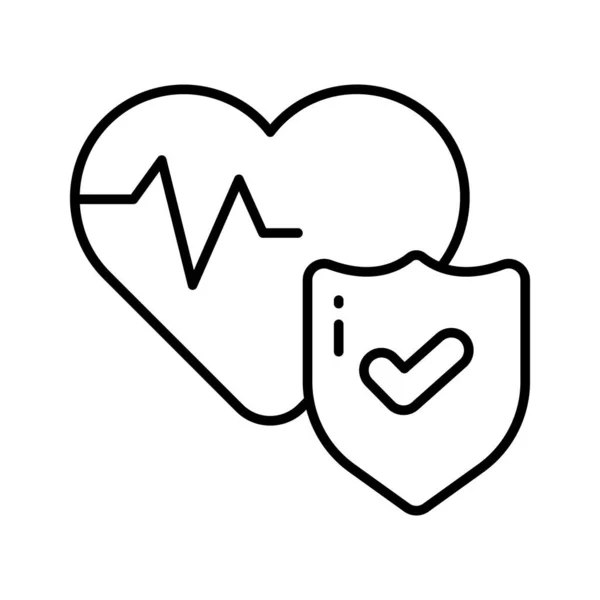 Ondas Batimento Cardíaco Coração Com Escudo Segurança Ícone Conceito Seguro — Vetor de Stock