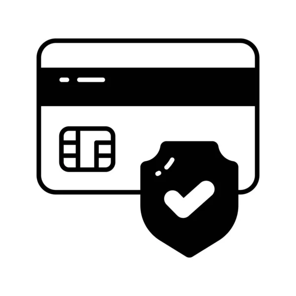 Bankomatkort Med Säkerhetsskärm Ikonen För Säkra Betalningskoncept Kreditkortssäkerhet Vektor — Stock vektor