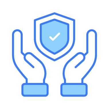 Ellerinde kontrol işareti olan koruma kalkanı, sigorta düzenlenebilir tasarımının moda simgesi