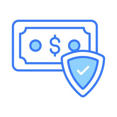 Koruyucu kalkanlı bir dolar, modern tarzda finansal sigorta ikonu.