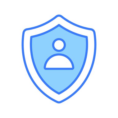 Kalkanın içindeki kullanıcı, kullanıcı koruması vektörü, kişisel güvenlik simgesi tasarımı