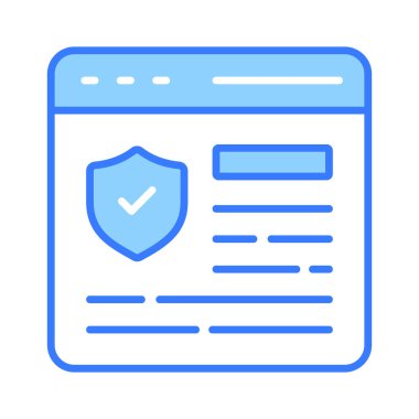 Web tarayıcı koruması, güvenli web sitesi vektör tasarımı, web sayfası ile güvenli kalkan