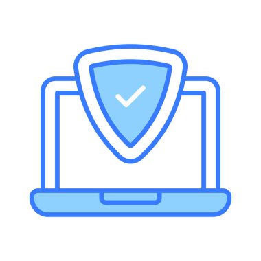 Dizüstü bilgisayarlı güvenlik kalkanı dizüstü bilgisayarın korunma simgesini gösteriyor