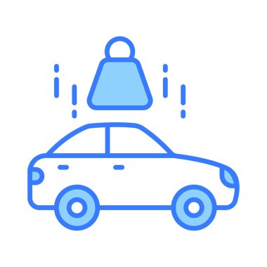 Araba üzerine ağır yük düşmesi, araba kazasının konsept simgesi, araba kazası vektörü