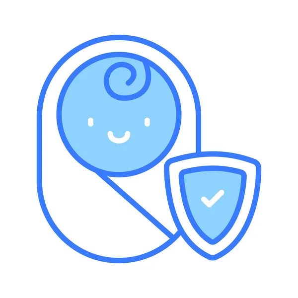 Escudo Protección Con Bebé Seguro Bebé Diseño Vectores Seguridad Infantil — Vector de stock