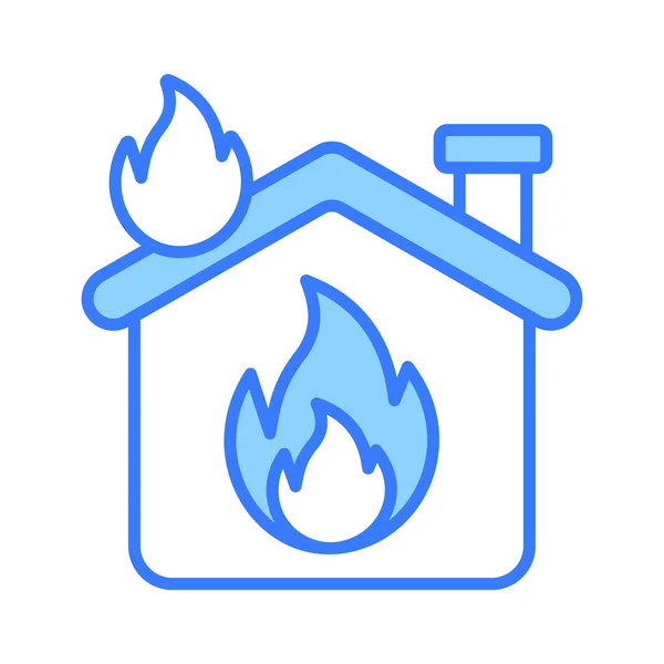 Burning Home Icon Design Απομονώνονται Λευκό Φόντο Πυρασφάλεια Διάνυσμα — Διανυσματικό Αρχείο