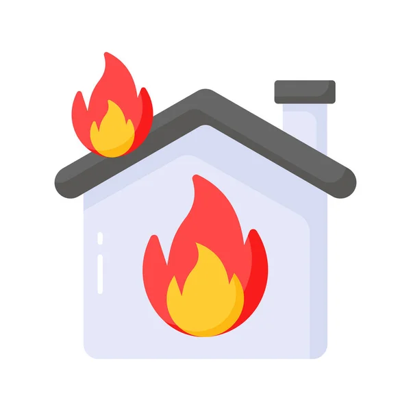 Burning Home Icon Design Απομονώνονται Λευκό Φόντο Πυρασφάλεια Διάνυσμα — Διανυσματικό Αρχείο