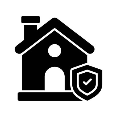 Koruma kalkanı ve işaretli ev, ev sigortası vektör tasarımı, mülk koruma kavramı