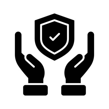 Ellerinde kontrol işareti olan koruma kalkanı, sigorta düzenlenebilir tasarımının moda simgesi