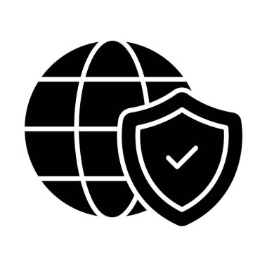 Modern tarzda küresel güvenlik simgesi tasarımı, görsel olarak mükemmel vektör