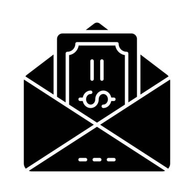 Zarfın içindeki mali posta konsepti simgesini gösteren dolar içeren belge