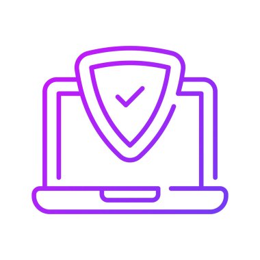 Dizüstü bilgisayarlı güvenlik kalkanı dizüstü bilgisayarın korunma simgesini gösteriyor