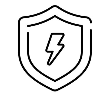 Koruyucu kalkanlı yıldırım, inanılmaz bir güvenli enerji simgesi, enerji koruma vektörü.