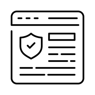 Web tarayıcı koruması, güvenli web sitesi vektör tasarımı, web sayfası ile güvenli kalkan