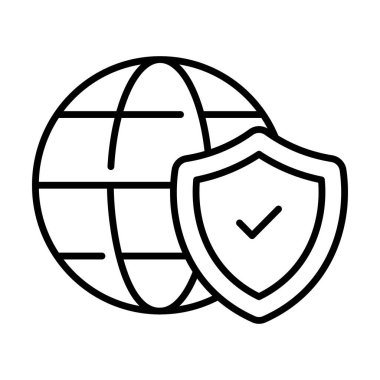 Modern tarzda küresel güvenlik simgesi tasarımı, görsel olarak mükemmel vektör
