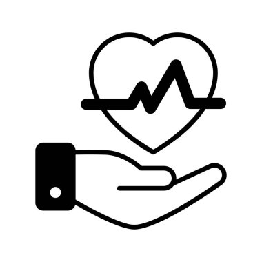 Kalp atışları kalp atışları, konsept sağlık sigortası ikonu, kalp bakımı vektörü